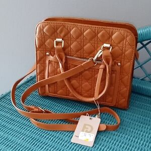 Fashionable Tan Quilted Handbag